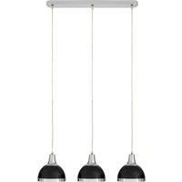 Premier Housewares Jasper Pendant Light, 3 Black Shades, Silver Chrome Finish