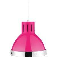 Premier Housewares E27 Edison Screw Chrome Ceiling Pendant,60 W - Hot Pink
