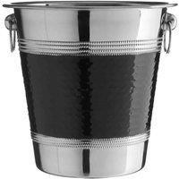Premier Housewares Champagne Bucket with Hammered Black Band - Stainless Steel