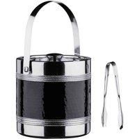 Premier Housewares 507785 Ice Bucket and Tongs with Hammered Black Band Stainless Steel , H16 x W16 x D16cm