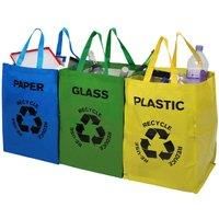 Premier Housewares Plastic, Paper and Glass Recycle Bags - Multi-Colour, Set of 3