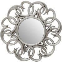 Entwined Silver Swirl Wall Mirror With Abstract Frame,Statement Circular Mirror,Aureole Decorative Mirror