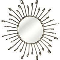 Orsina Distinctive Spoke Style Wall Mirror, Distressed Silver Round Mirror, Versatile Decorative Wall Mirror