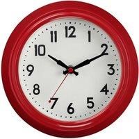 Premier Housewares Vintage Home Wall Clock, Red Metal, Analogue