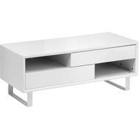 Premier Housewares Coffee Table For Living Room / Garden White Low Outdoor Coffee Tables With Storage Gloss Finish Wooden Square Furniture 48 x 120 x 50