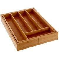 Premier Housewares Drawer Kitchen Drawer Tray Bamboo Cutlery Tray Organiser Cutlery Trays For Drawers Kitchen Cutlery 5 x 25.4 - 38.5 x 35.5 cm