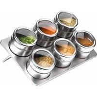 Premier Housewares Stainless Steel Magnetic Tray with 6-Spice Jars