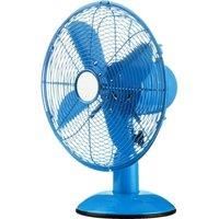 Premier Housewares Oscillating Desk Fan with 3 Speeds, Blue