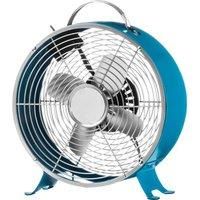 Premier Housewares Portable Retro Desk Fan with 2 Speeds, Blue