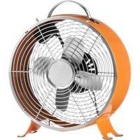 Premier Housewares 2600023 Portable Retro Desk Fan with 2 Speeds, Orange, H31 x W27 x D11cm