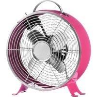 Premier Housewares 2600024 Portable Retro Desk Fan with 2 Speeds, Hot Pink