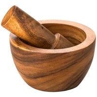 Premier Housewares Socorro Mortar and Pestle, Acacia Wood, 9 x 15 x 15 cm