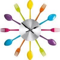 Premier Housewares Modern Cutlery Wall Clock Metal for Kitchen Wall Clock Kitchen Multi-Colour Wall Clock Kitchen Modern Kitchen Clock 5 x 37 x 37 cm