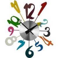 Premier Housewares Funky Numbers Wall Clock, Metal, Multi-Colour, 5 x 34 x 38 cm