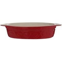 Premier Housewares Sweet Heart Baking Dish, Red, 1.4 Litre, Stoneware, 33 x 21 x 9 cm