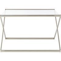 Roma Square Coffee Table Clear Tempered Glass Satin Nickel Durable and Sturdy