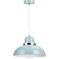 Vermont Dome Ceiling Pendant Light Shutter Blue/Green Finish with Chrome Detail