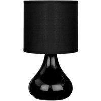 Premier Housewares E14 40 W Small Edison Screw with Bulbus Ceramic Table Lamp in Fabric Shade - Black