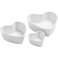 Premier Housewares, Heart Shaped Casserole Dish Set of 3 White Casserole Dish Stoneware Dish Oven Casserole Dish Serving Dishes H6 X W18 X D18.5 Cm
