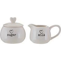 Premier Housewares Charm Milk and Sugar Set - White, Set of 2