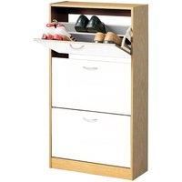 Premier Housewares 3 Drawer Wood Shoe Cupboard - Oak/White