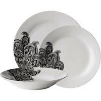 Avie Black 12pc Prince Dinner Set - Exquisite design.