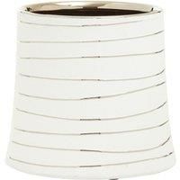 Interiors By Ph Small White Silver Stripe Ceramic Planter