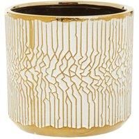 Interiors By Ph Small White Gold Ceramic Planter