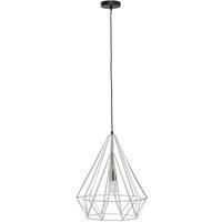 Orsina Black Conical Pendant Light, Distinctive Decorative Ceiling Light, Cage Frame Hanging Lamp For Dining Area in Silver