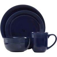 Premier Housewares Dark Blue 16-Piece Dinner Set With Ribbed Rim