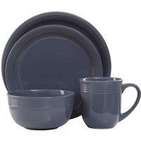 Premier Housewares Dark Grey 16-Piece Dinner Set With Ribbed Rim