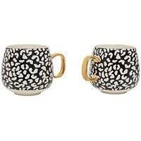 Premier Housewares London Leo Set Of 2 Leopard Mugs