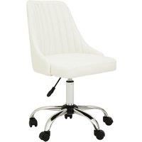 Orsina Ergonomic Off-White Leather Effect Home Office Chair, Comfortable Work From Home Chair, Movable Work Chair in White