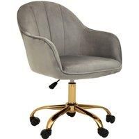 Orsina Brent Velvet & Gold Home Office Chair in Grey