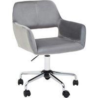 Premier Houseware Brent Velvet and Chrome Base Home Office Chair, Grey
