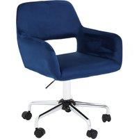 Premier Houseware Brent Velvet and Chrome Base Home Office Chair, Navy