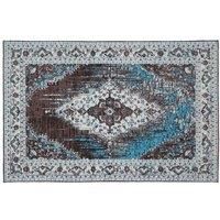 Interiors By Ph Small Jacquard Woven Rug Blue