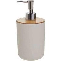 Premier Housewares White Lotion Dispenser/ Made From Durable Eco Friendly Bamboo Fibre/ Suitable For Everyday Use/ Manual Soap Dispenser/ Cool Grey Hand Soap Dispenser/ Dimensions are W9 x D9 x H18cm