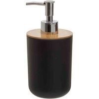 Premier Housewares Lotion Dispenser/ Black Soap Dispenser/ Stylish Wooden Pump Bottle Dispenser W9 x D9 x H18cm