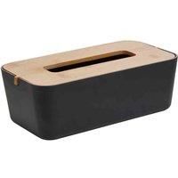 Black Bamboo Tissue Box Cover Eco-Friendly Nordic Style Rectangular Holder