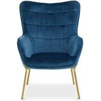 Interiors By PH Blue Velvet Chair With Gold Legs