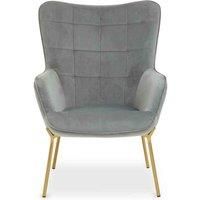 Interiors By PH Velvet Wingback Chair Grey Gold Legs