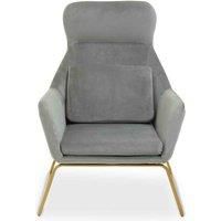 Interiors By PH Highback Velvet Chair Grey Gold Legs