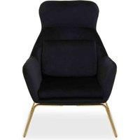 Interiors By PH Black Velvet Chair With Gold Legs