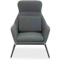 Interiors By PH Velvet Chair Grey Black Metal Legs
