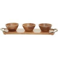 Interiors By Ph Serving Dish Set, Acacia Wood, Aluminium Leaf Handles