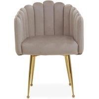 Mink Velvet Dining Chair, Shell-Shaped Accent Chair, Plush Velvet Upholstery, Gold Chrome Legs Velvet Chair