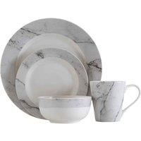 Interiors By Ph 16 Piece White And Grey Marble Dinner Set