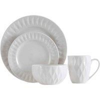 Interiors By Ph Avie 16 Piece White Embossed Dinner Set