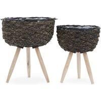 Interiors by PH Lentigo Set Of Two Black Planters
